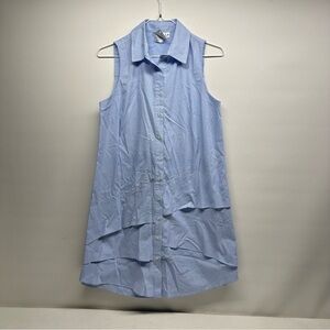 Finley Striped Blue Collared ruffle shirt dress size XS sleeveless